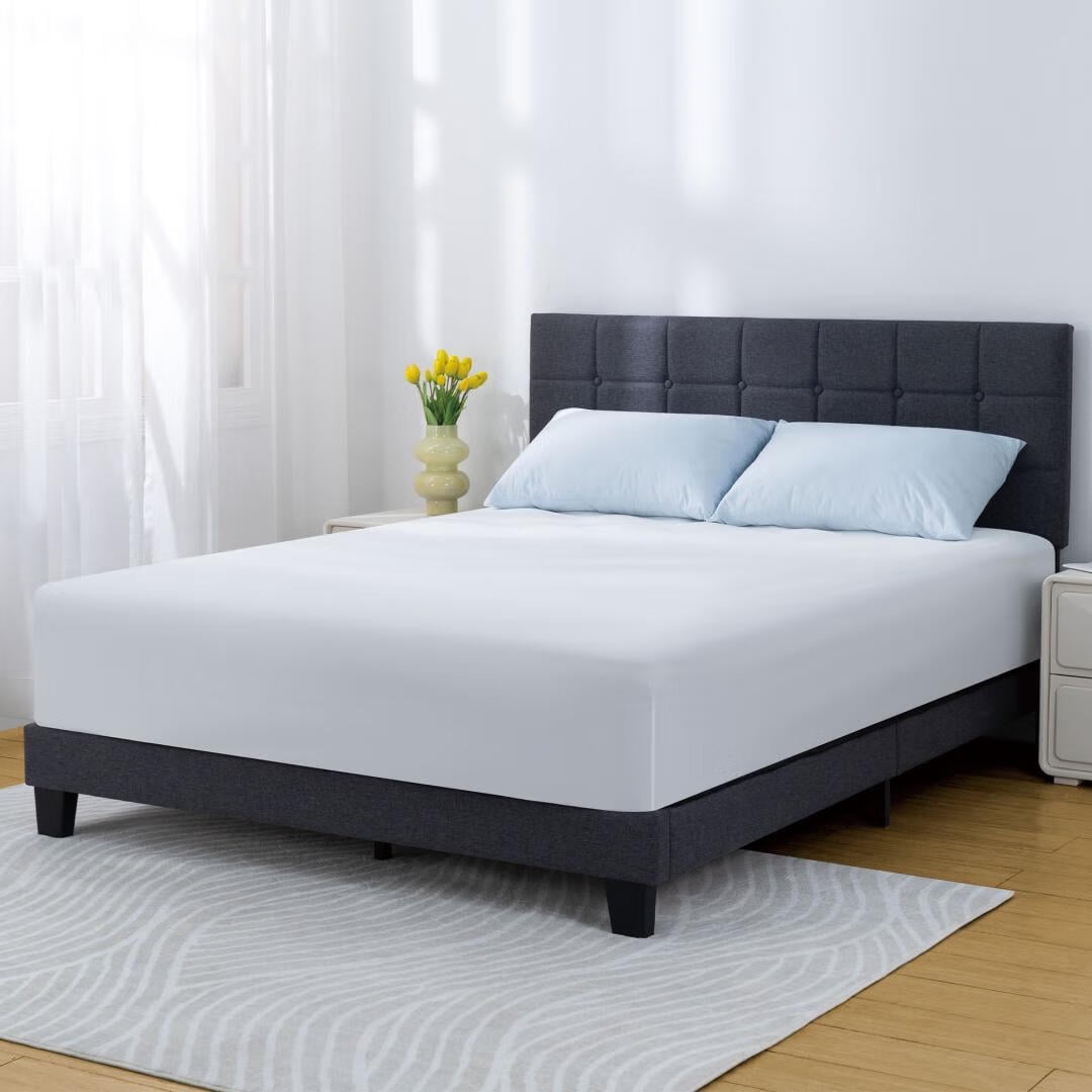 Queen Bed Frame with Headboard, Queen Rose Upholstered Platform Beds
