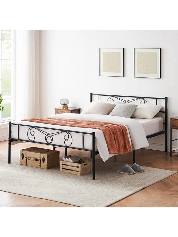 Queen Bed Frame with Headboard and Footboard,Platform Bed Frame Queen Size,Metal Bed Mattress Foundation,Under Bed Storage,No Box Spring Needed