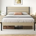 thumbnail image 1 of Queen Bed Frame with Headboard and Footboard, with Under Bed Storage, All-Metal Support System, No Box Spring Needed, Easy Assembly, Beige, 1 of 7
