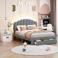 thumbnail image 1 of Queen Bed Frame with Teddy Fleece Upholstery Upholstered Platform Bed with Drawer for a Cozy and Stylish Bedroom-Gray, 1 of 9