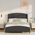 thumbnail image 1 of Queen Bed Frame with Wingback Headboard, Platform Bed Frame with Velvet Upholstered Headboard,  No Box Spring Needed, Gray, 1 of 15