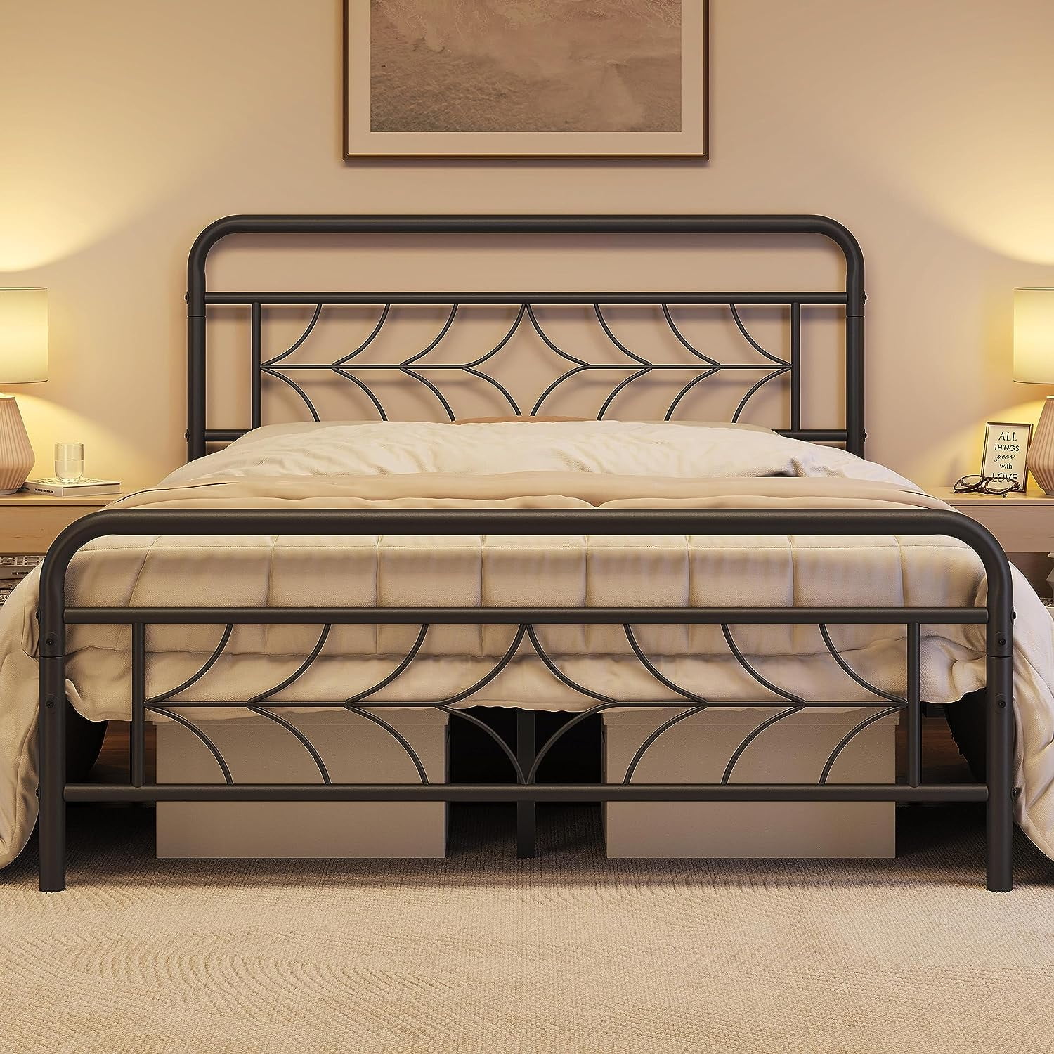 Queen Bed Frames Metal Platform Bed with Sparkling StarInspired Design