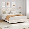 thumbnail image 1 of Queen Bed Frames with Headboard, Upholstered Platform Bed with Wood Slats 800 lbs Support , Noise Free, No Box Spring Needed, Easy Assembly, White, 1 of 8