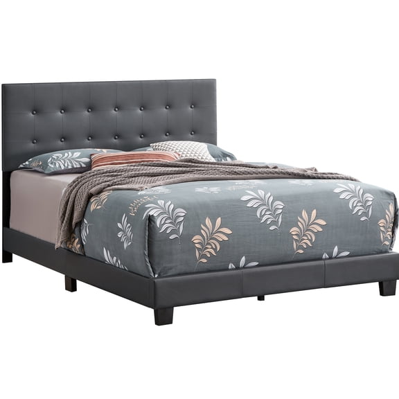 Queen Bed In Gorgeous Dark Grey With Foam Filler And Pu - G1306 Rich Filled, Wrapped