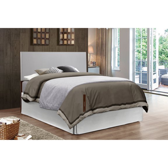 Queen Bed In Grey - Faux Leather Panel Headboard For A Cozy Bedroom Adjustable Height Options With Customized Fit Covering