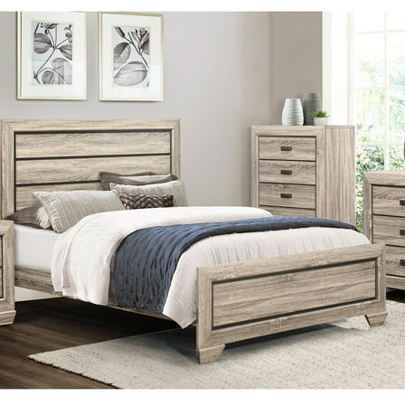 Queen Bed In Natural Finish, Dark Wooden Bedroom Piece With Wood-like Warmth And Style
