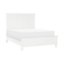 Queen Bed In Transitional - White Wooden Panel Bedroom Furniture With Rails Size