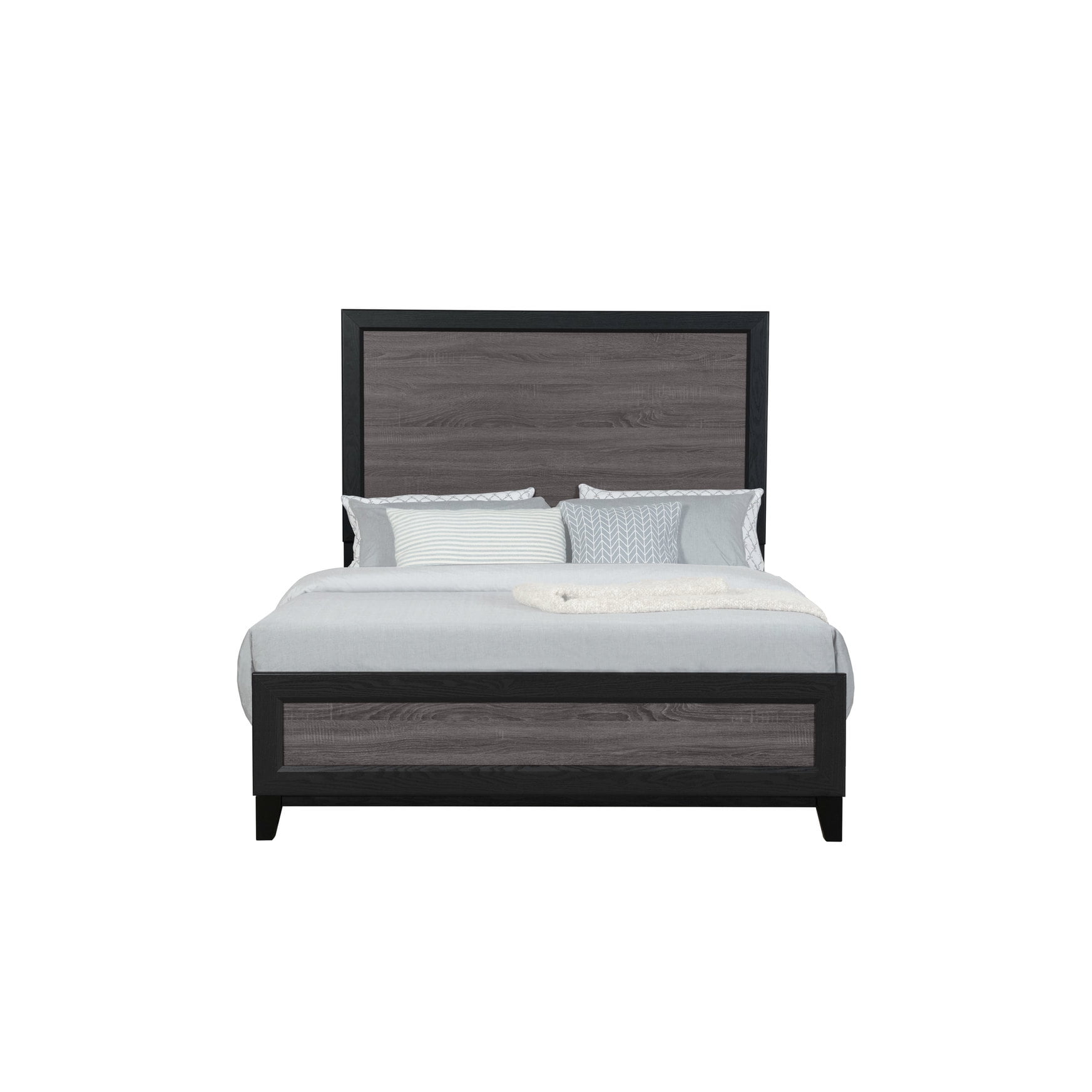 Queen Bed / MDF and Solid Wood Construction, Two-Tone Finish Style ...