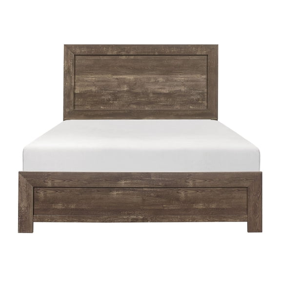 Queen Bed Panel Headboard Footboard Set - Rustic Brown Finish Bedroom Furniture