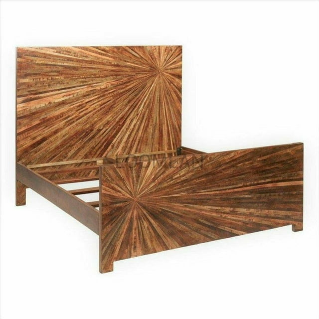 Queen Bed Reclaimed Mango Wood Tall Headboard