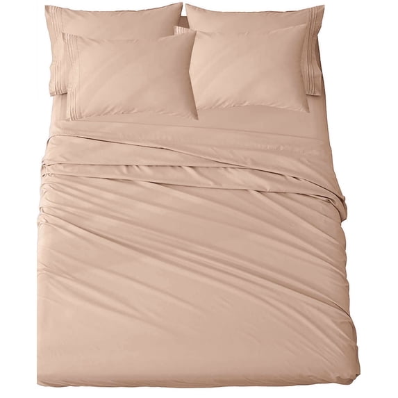 Queen Bed Sheets | Microfiber Bed Sheet Set | Soft, Wrinkle Resistant & Fade Stain Resistant Bedding | Set of 4 Pieces – 1 Flat Sheet, 1 Deep Pocket Fitted Sheet, 2 Pillowcases – Queen, Rose Gold