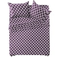 thumbnail image 1 of Lux Decor Queen Bed Sheet Set 4 Piece, Soft Microfiber, Deep Pockets - Quatrefoil Pattern, 1 Fitted & 1 Flat Sheet, 2 Pillowcases, Purple, 1 of 8