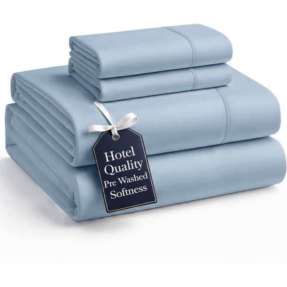 Queen Bed Sheets Set, Soft & Breathable Bedding for Queen Size Mattress, 4 Piece Set with Deep Pockets, Lightweight Microfiber, Pre-Washed & Durable, Cooling Sheet Set French Blue