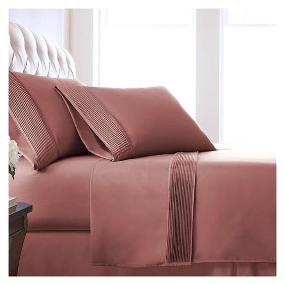 Queen Bed Sheets deep Pocket Set with 21" Deep Queen Fitted Sheet, 2 Queen Pillow Cases | Hotel Luxury Quality | Easy Care Microfiber Sheets | Marsala (Terra Cotta)