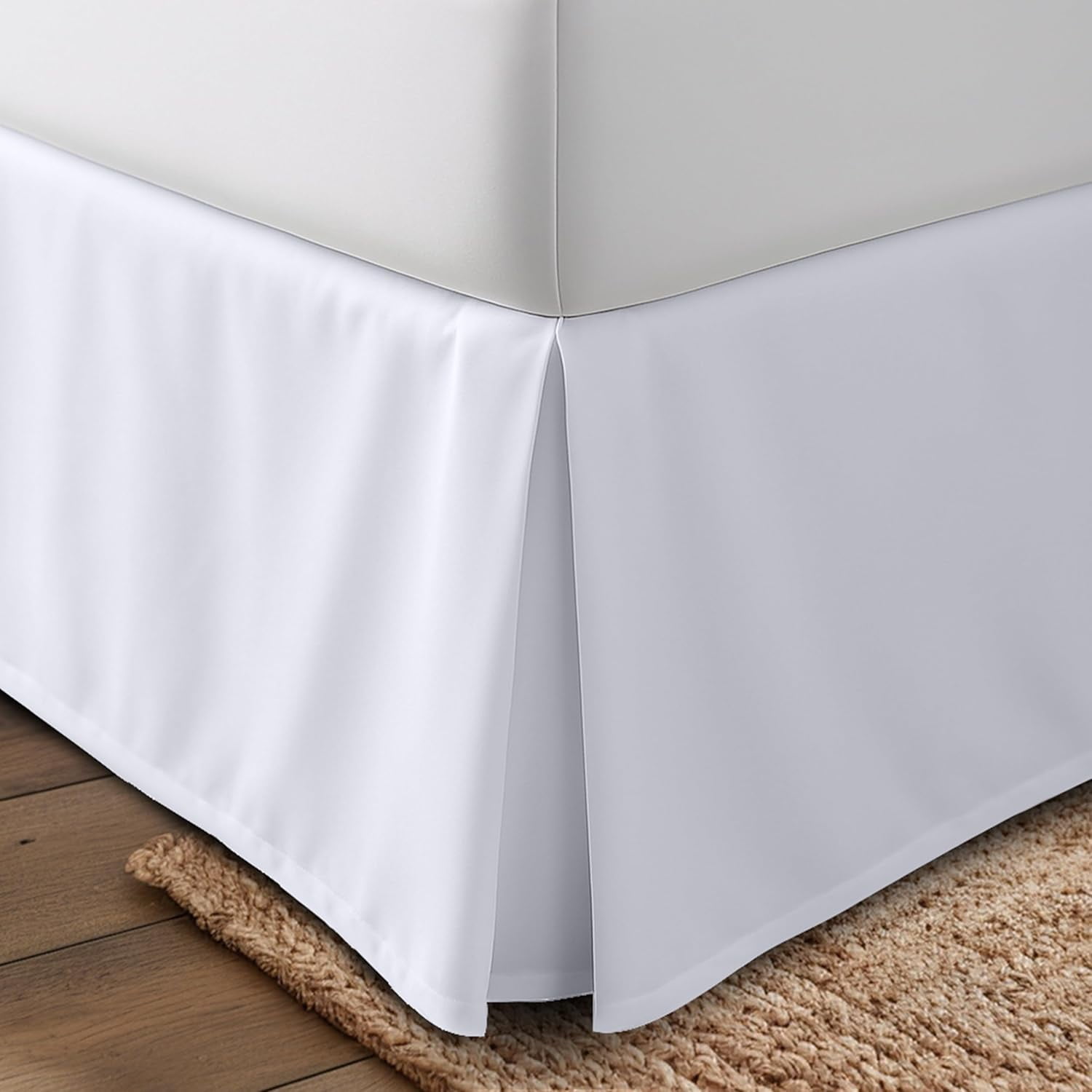 Queen Bed Skirt - Soft Quadruple Pleated Ruffle - Easy Fit with 16 Inch ...