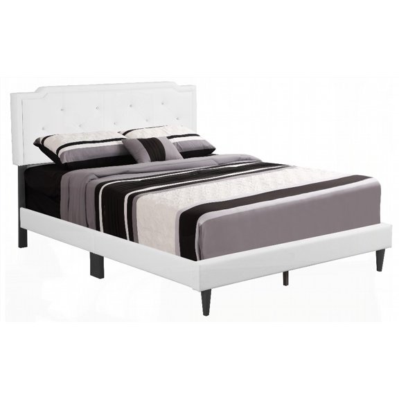 Queen Size Metal Platform Bed Frame - No Box Spring Needed, White, for Bedroom