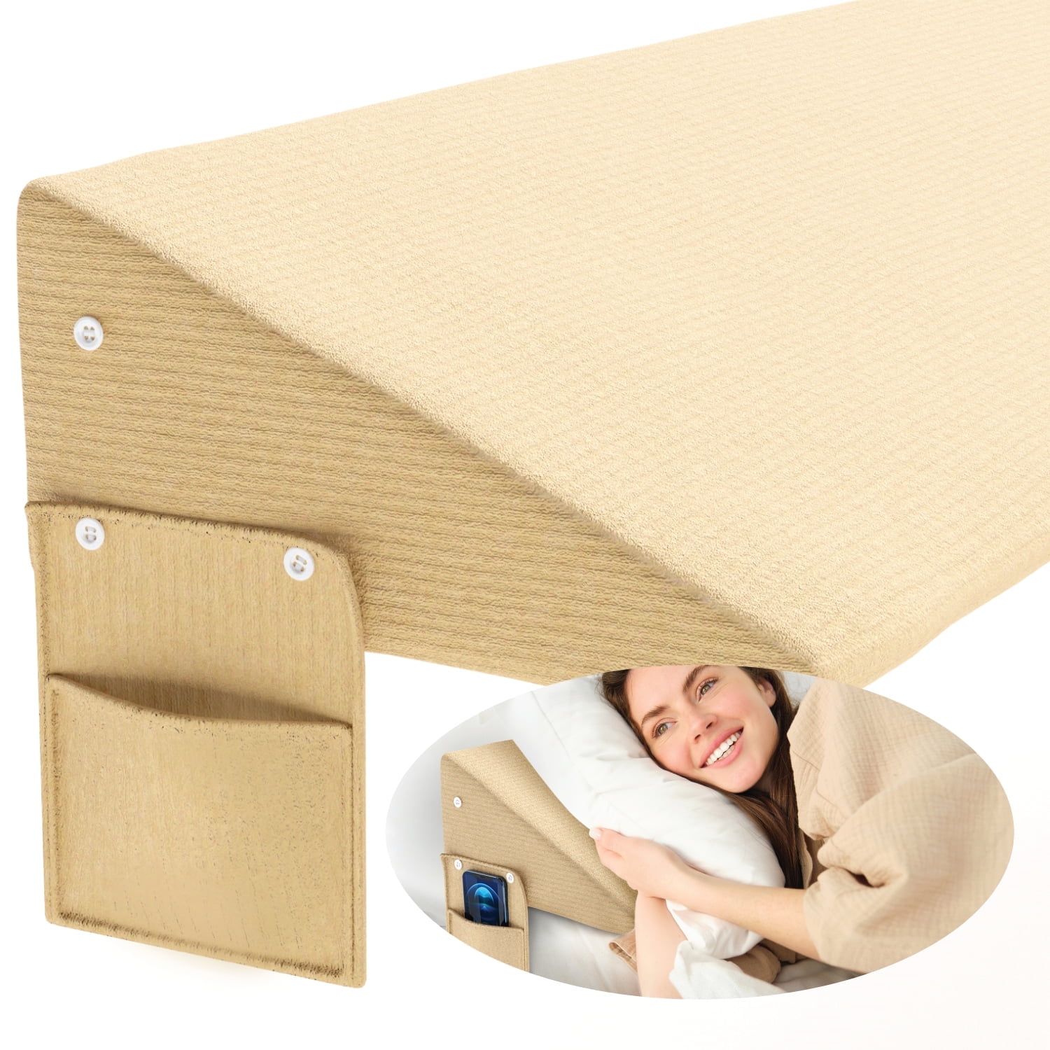 Queen Size (58"x11"x6") Bed Wedge Pillow Gap Filler for Headboard/Bed Mattress, Fills Gaps (0-8"), Supports Neck and Stops Pillow from Falling Down Ultra Comfortable Washable Cover