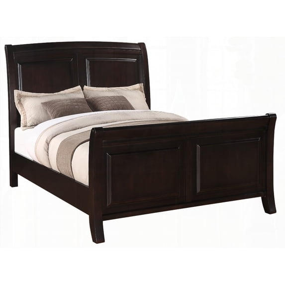 Elegant Cappuccino Queen Bed for Transitional Bedroom