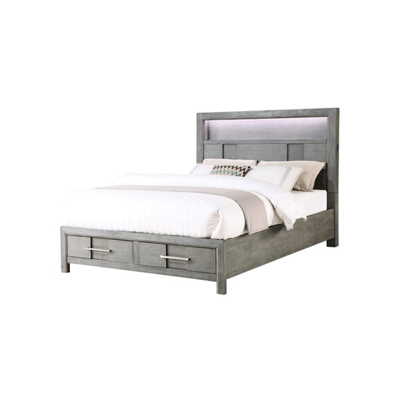 Queen Bed with LED Headboard and Storage Drawer / Bedroom Comfort with Built-in Bluetooth