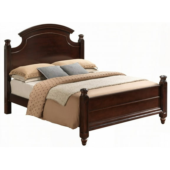 Queen Bed with Real Wood Veneers|4 Post Hand Carved Posts