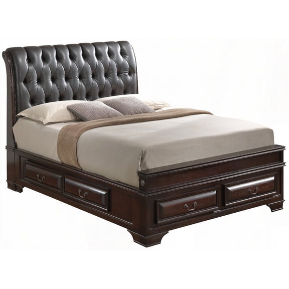 Queen Bed with Real Wood Veneers & Dove Tailed Drawers