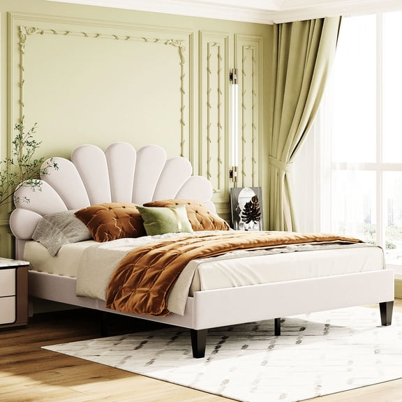Queen Bed with Velvet | Maintains Stylish Look for a Long Time | Guarantees Comfortable Sleep Experience