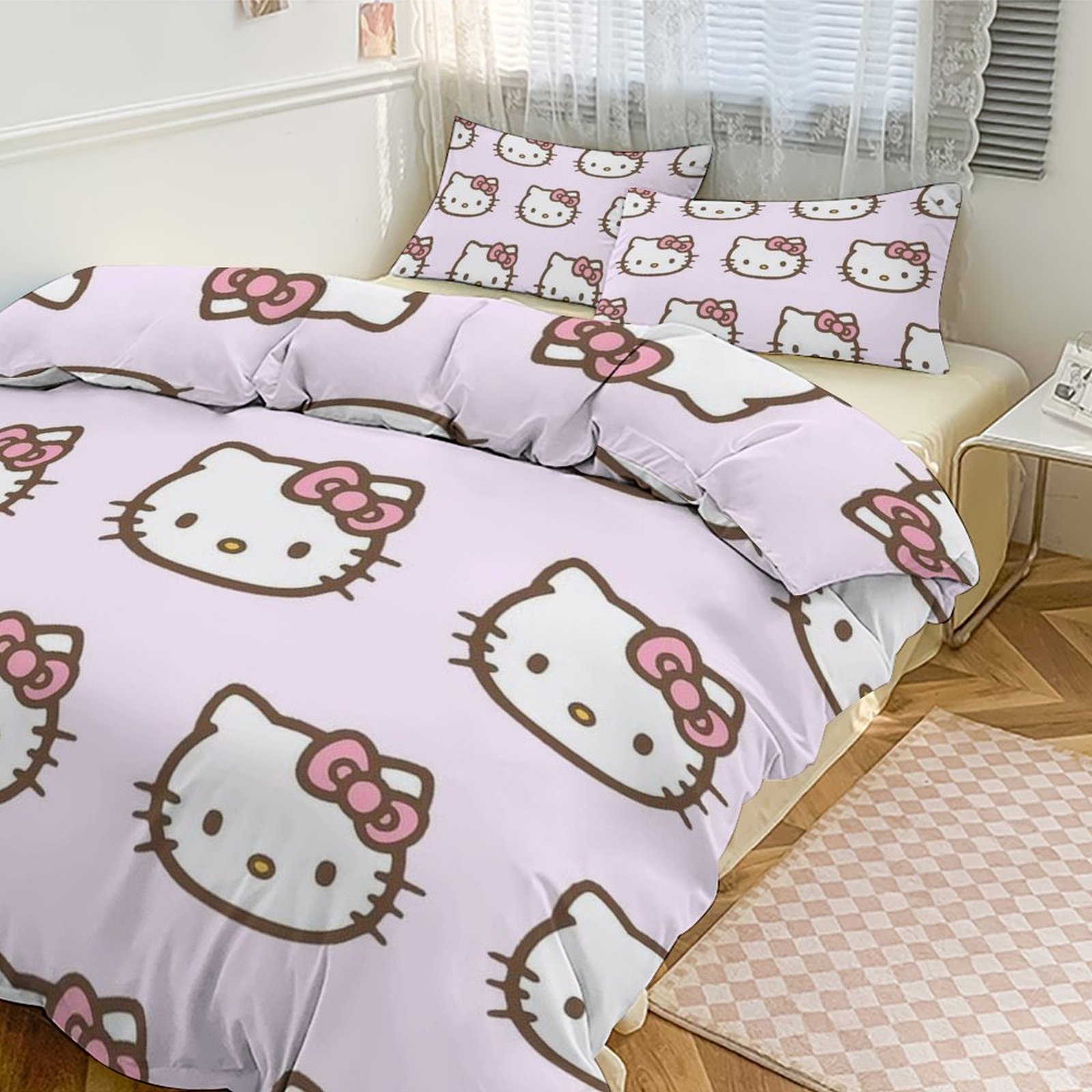 Queen Bedding Sets for Girls Cute Hello Kitty Bedding Set for Kids Hello Kitty Merch Room Decor ...