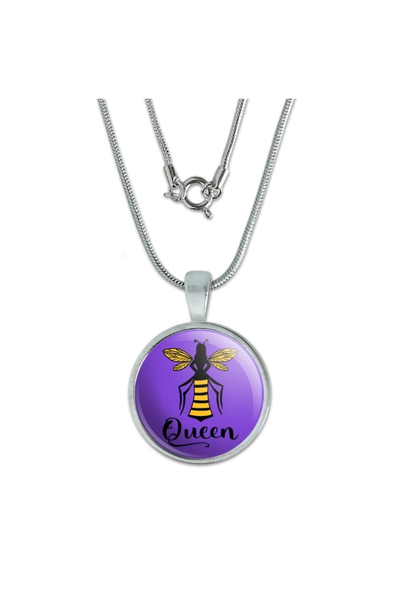 Queen Bee 0.75" Pendant with Sterling Silver Plated Chain