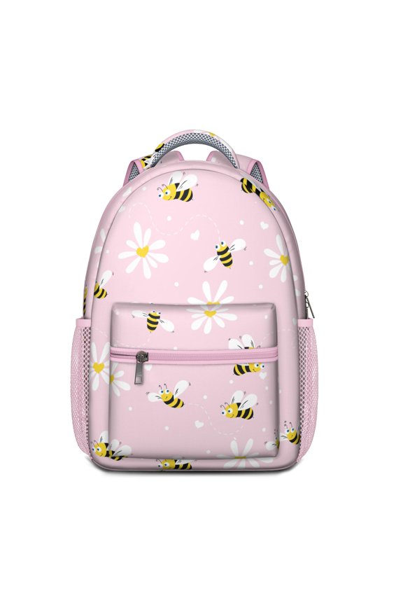 Queen Bee Backpack for College Students - Waterproof & Durable Bookbag with Breathable Mesh Straps, Cute Bee Lovers Gift (Hive Print, Yellow)
