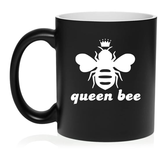Queen Bee Ceramic Coffee Mug Tea Cup Gift (11oz Matte Black)