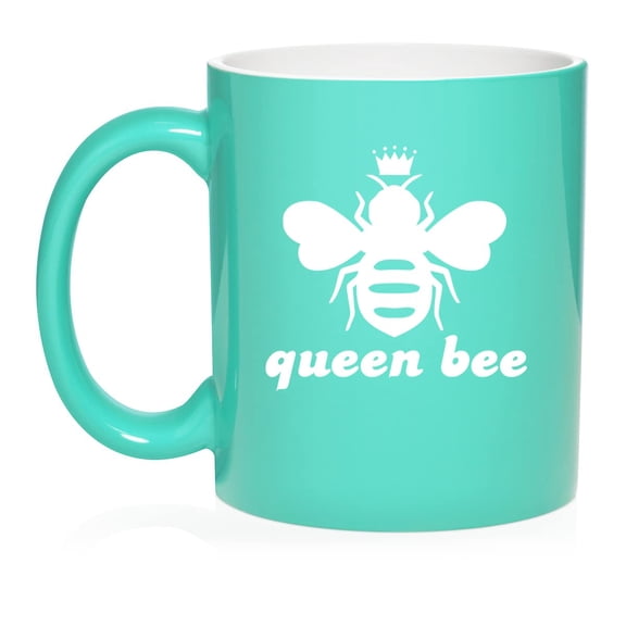 Queen Bee Ceramic Coffee Mug Tea Cup Gift (11oz Teal)