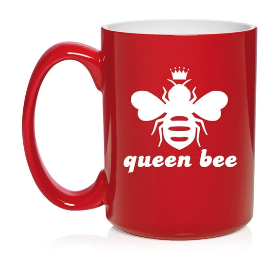 Queen Bee Ceramic Coffee Mug Tea Cup Gift (15oz Red)