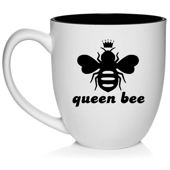 Queen Bee Ceramic Coffee Mug Tea Cup Gift (16oz White)