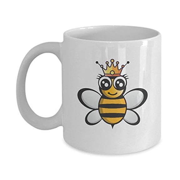 Queen Bee 11 oz Coffee Mug - For Beekeepers White Ceramic Gift
