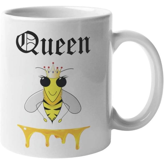 Queen Bee Coffee Mug Honey Dripping | Funny Cute Boss Woman Gift Idea | Motivational Inspirational | 11-Ounce White Ceramic Novelty Tea Cup | CMP00009