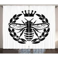 thumbnail image 1 of Ambesonne Queen Bee Curtains 2 Panel Set, Monochrome Wreath, 108" x 84", Black White, 1 of 3
