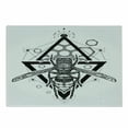 thumbnail image 1 of Queen Bee Cutting Board, Beehive Pattern with Triangles Background and Sketch Style Monochrome Insect, Decorative Tempered Glass Cutting and Serving Board, Small Size, Black White, by Ambesonne, 1 of 1