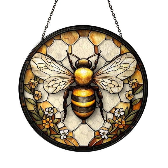 Queen Bee Honeycomb Suncatcher Window Hanging, Garden Lover Art Panel, Bright Home Decor