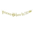 thumbnail image 1 of Queen Bee Is 50 Gold Glitter Paper Banner Sign For 50th Party Supplies, Bumble Bee Themed Mom/Women 50 Years Old Bday Party Bunting Decorations, 1 of 7