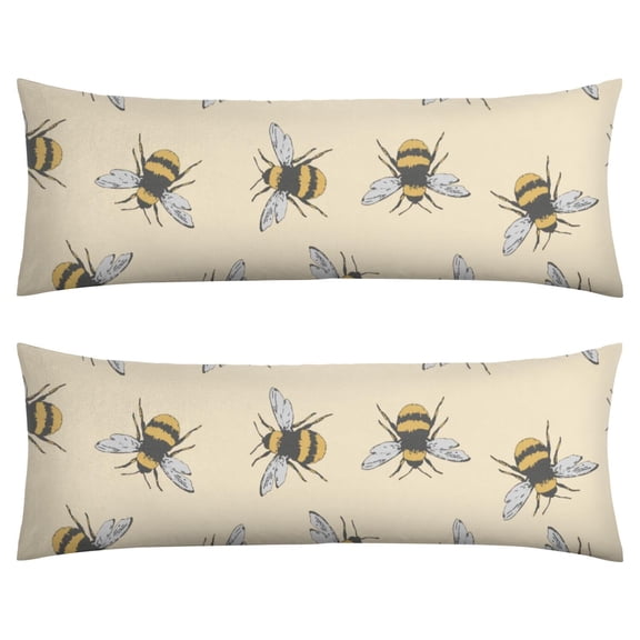 Queen Bee Print Full Body Pillow Cover 20x54 - Soft Cozy Fabric with Invisible Zipper, Machine Washable (Cute Gift for Bee Lovers)