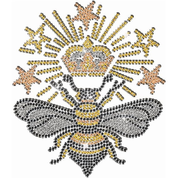 Queen Bee Rhinestone Iron-On Applique Transfer Rays Stars Clear Bling DIY Patch Clothing Repair Hot Fix Applique