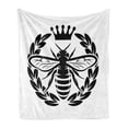 thumbnail image 1 of Queen Bee Soft Flannel Fleece Blanket, Monochrome Wreath Insect and Crown Abstract Bee Silhouette Ruler of the Colony, Cozy Plush for Indoor and Outdoor Use, 50" x 70", Black White, by Ambesonne, 1 of 5