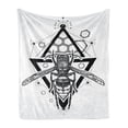 thumbnail image 1 of Queen Bee Soft Flannel Fleece Throw Blanket, Beehive Pattern with Triangles Background and Sketch Style Monochrome Insect, Cozy Plush for Indoor and Outdoor Use, 60" x 80", Black White, by Ambesonne, 1 of 5