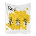 thumbnail image 1 of Queen Bee Soft Flannel Fleece Throw Blanket, Computer Graphical Educational Drawing of Queen Drone and Worker, Cozy Plush for Indoor and Outdoor Use, 60" x 80", Earth Yellow Grey, by Ambesonne, 1 of 5