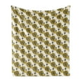 thumbnail image 1 of Queen Bee Soft Flannel Fleece Throw Blanket, Continuous Pattern of Calligraphy on Honey Jars with Sunflowers, Cozy Plush for Indoor and Outdoor Use, 50" x 70", Mustard Taupe, by Ambesonne, 1 of 5