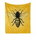 thumbnail image 1 of Queen Bee Soft Flannel Fleece Throw Blanket, Detailed View of an Insect on a Honeycomb Backdrop, Cozy Plush for Indoor and Outdoor Use, 50" x 60", Earth Yellow Grey, by Ambesonne, 1 of 5