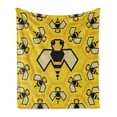 thumbnail image 1 of Queen Bee Soft Flannel Fleece Throw Blanket, Digitally Generated Insect Theme Geometric Arrangement, Cozy Plush for Indoor and Outdoor Use, 70" x 90", Yellow Charcoal Grey, by Ambesonne, 1 of 5