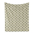 thumbnail image 1 of Queen Bee Soft Flannel Fleece Throw Blanket, Repetitive Cartoon Style Bees and Crowns Drawn by Hand, Cozy Plush for Indoor and Outdoor Use, 70" x 90", Eggshell Mustard, by Ambesonne, 1 of 5