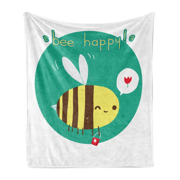 Queen Bee Soft Flannel Fleece Throw Blanket, Winking Bumblebee