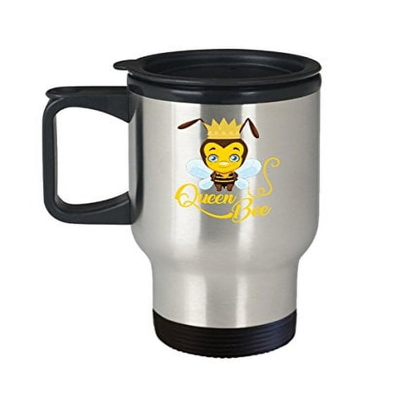 Queen Bee Travel Mug - Insect Lover Gift - 14 oz Stainless Steel Coffee Cup